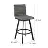 Aron 30 Inch Bar Height Swivel Stool Vegan Faux Leather Gray Black By Casagear Home BM283258