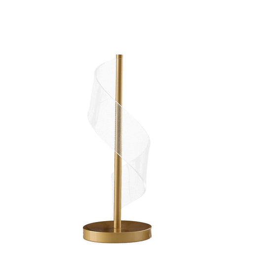 19 Inch Accent Table Lamp, S Design Wave Shade, Metal Base, White, Gold By Casagear Home