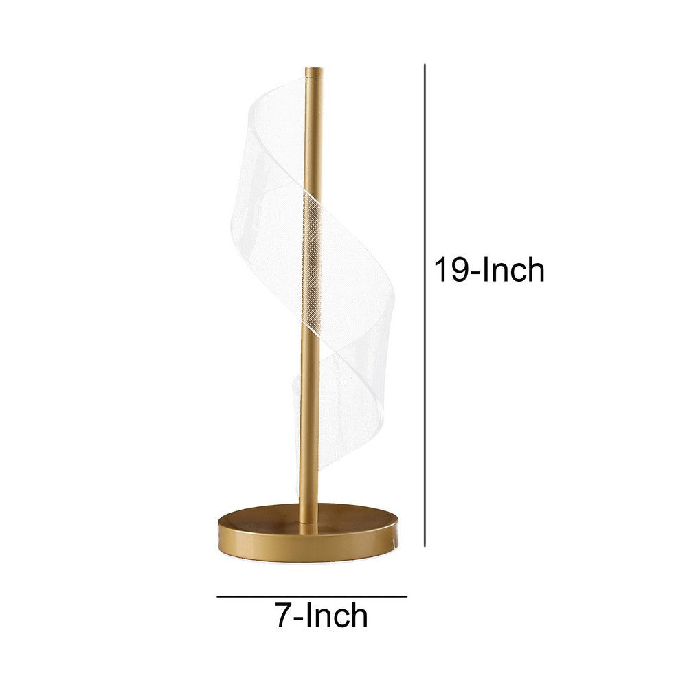 19 Inch Accent Table Lamp S Design Wave Shade Metal Base White Gold By Casagear Home BM283264