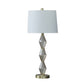 Ruth 30 Inch Accent Table Lamp Glass Diamond Pedestal Base White Gold By Casagear Home BM283266