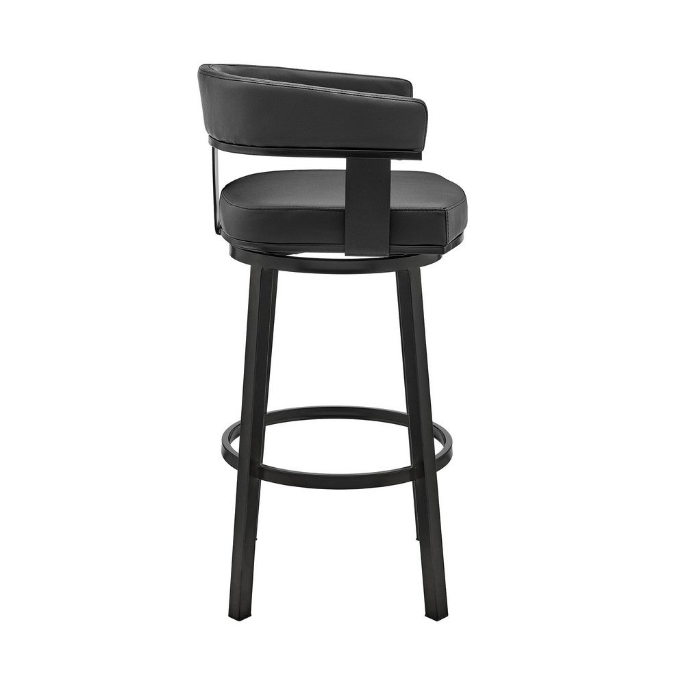 Jack 26 Inch Counter Height Bar Stool Swivel Chair Faux Leather Black By Casagear Home BM283284