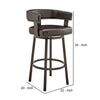 Jack 26 Inch Counter Height Bar Stool Swivel Chair Faux Leather Brown By Casagear Home BM283286