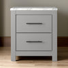 Finley 25 Inch Rustic Wood Nightstand 2 Drawer Marble Top Gray White By Casagear Home BM283310