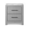 Finley 25 Inch Rustic Wood Nightstand 2 Drawer Marble Top Gray White By Casagear Home BM283310