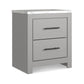 Finley 25 Inch Rustic Wood Nightstand 2 Drawer Marble Top Gray White By Casagear Home BM283310