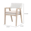 22 Inch Classic Wood Armchair Rattan Double Cushion White Gray Fabric By Casagear Home BM283502