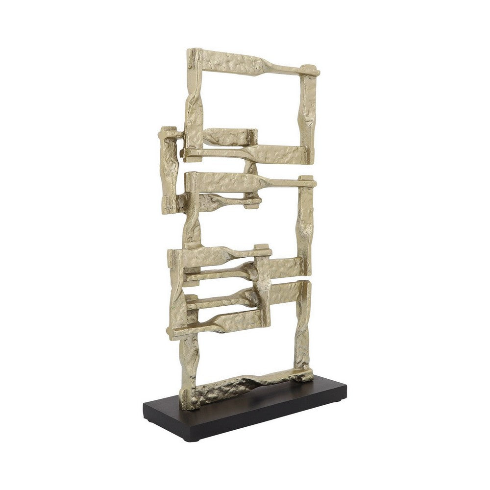 Jodie 23 Inch Metal Modern Accent Decor Stacked Squares Block Base Gold By Casagear Home BM283752