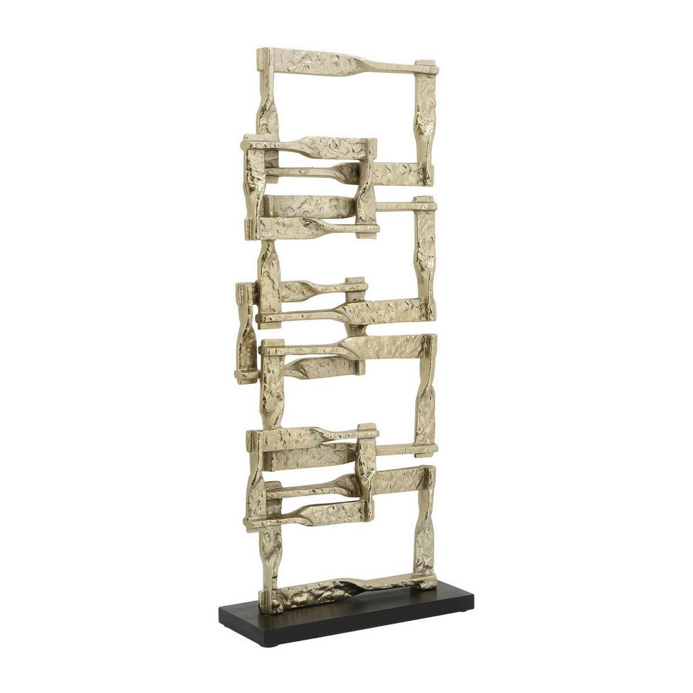 Jodie 27 Inch Metal Modern Accent Decor Stacked Squares Block Base Gold By Casagear Home BM283758