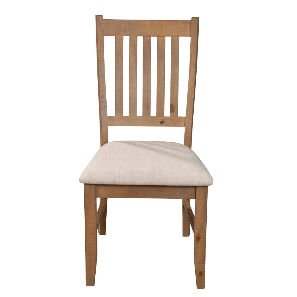 Tess 24 Inch Set of 2 Dining Side Chair Slatted Back Beige Cushion Brown By Casagear Home BM283850