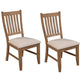 Tess 24 Inch Set of 2 Dining Side Chair Slatted Back Beige Cushion Brown By Casagear Home BM283850