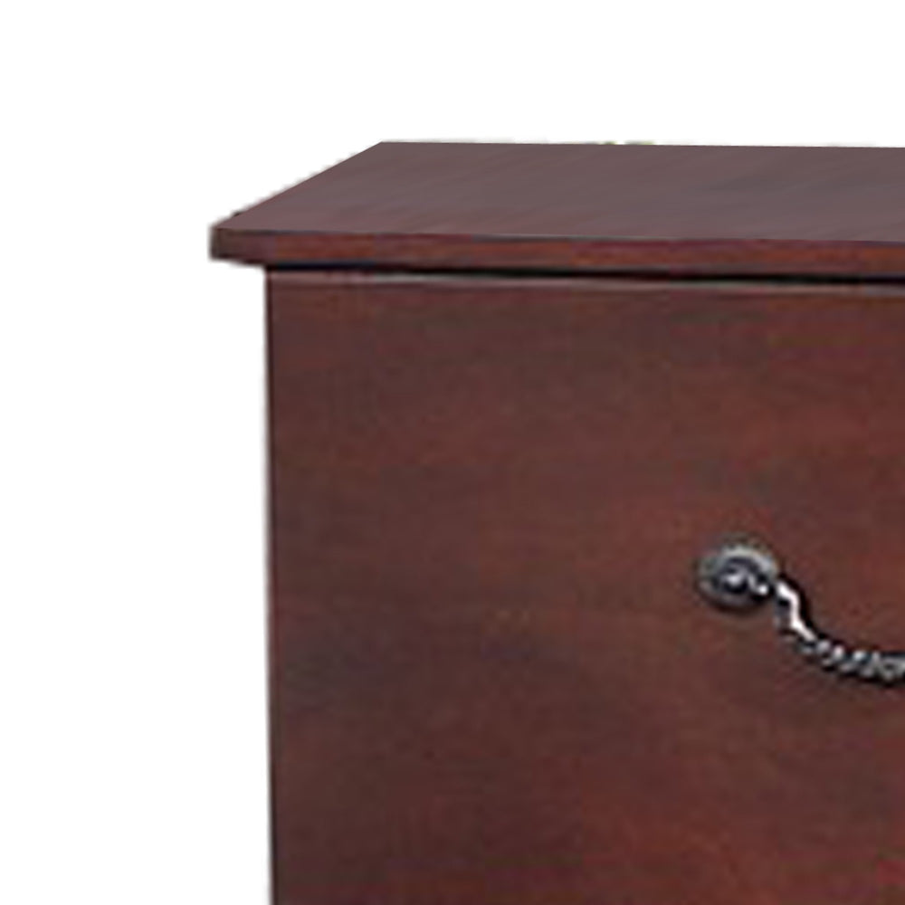 Bran 27 Inch 2 Drawer Nightstand Pine Wood Grain Details Cherry Brown By Casagear Home BM284307