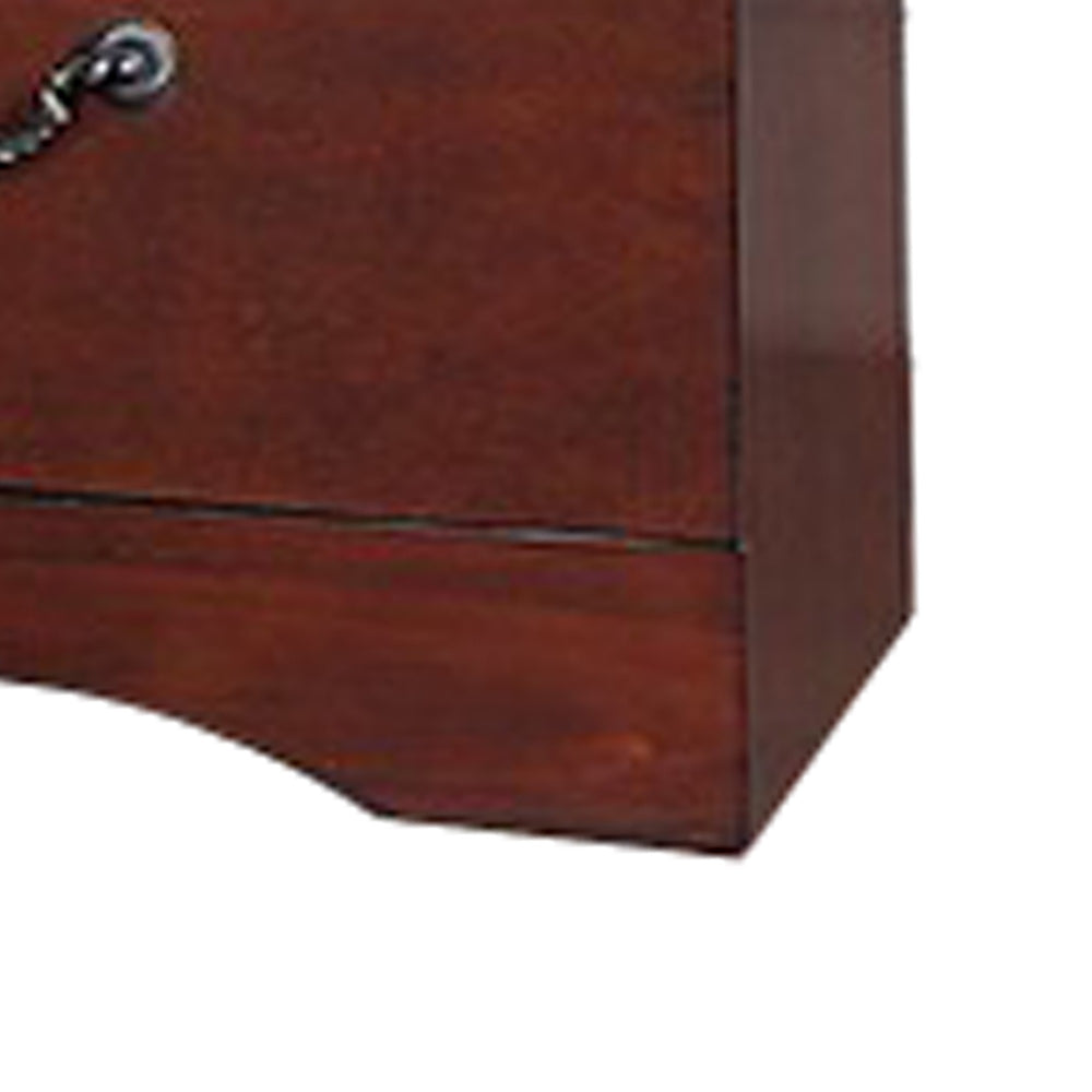 Bran 27 Inch 2 Drawer Nightstand Pine Wood Grain Details Cherry Brown By Casagear Home BM284307