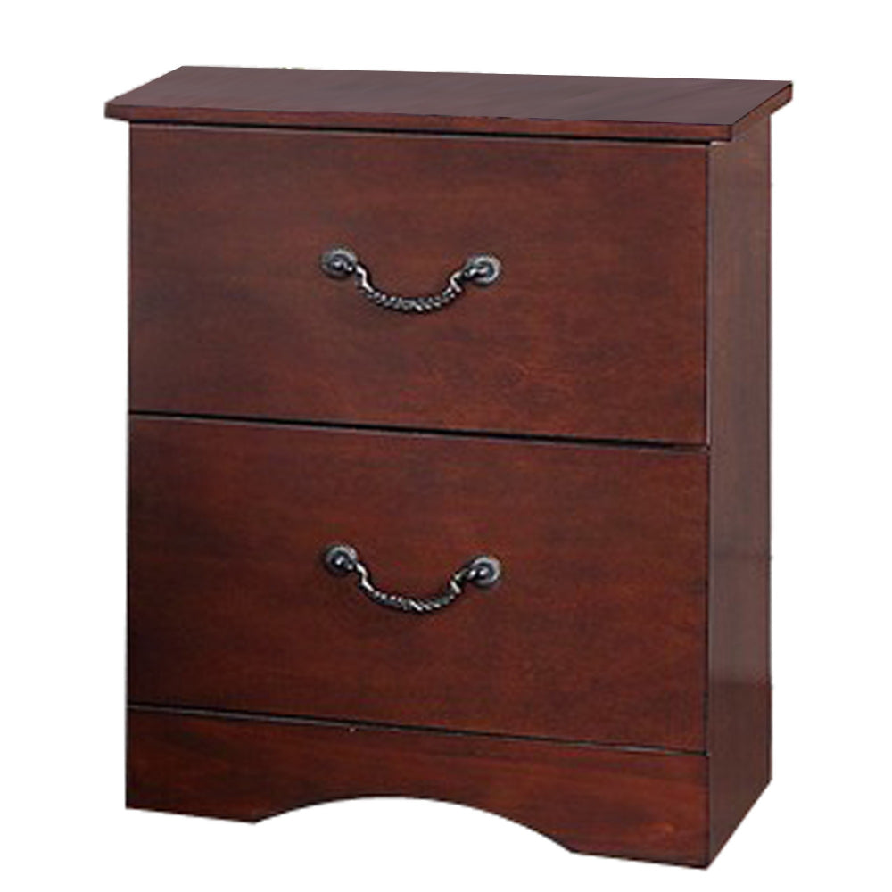 Bran 27 Inch 2 Drawer Nightstand Pine Wood Grain Details Cherry Brown By Casagear Home BM284307