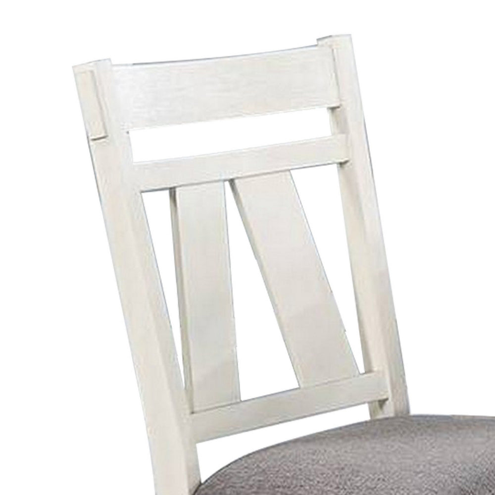 Lexi 24 Inch Classic Dining Side Chair Padded Seat Set of 2 Gray White By Casagear Home BM284312