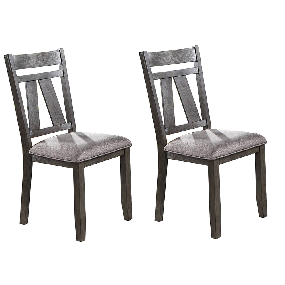 Lexi 24 Inch Dining Side Chair Padded Seat Set of 2 Gray Dark Brown By Casagear Home BM284316