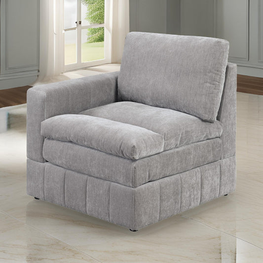 Luna 33 Inch Modular 1 Arm Corner Chair Triple Plush Cushioned Seat Gray By Casagear Home BM284328