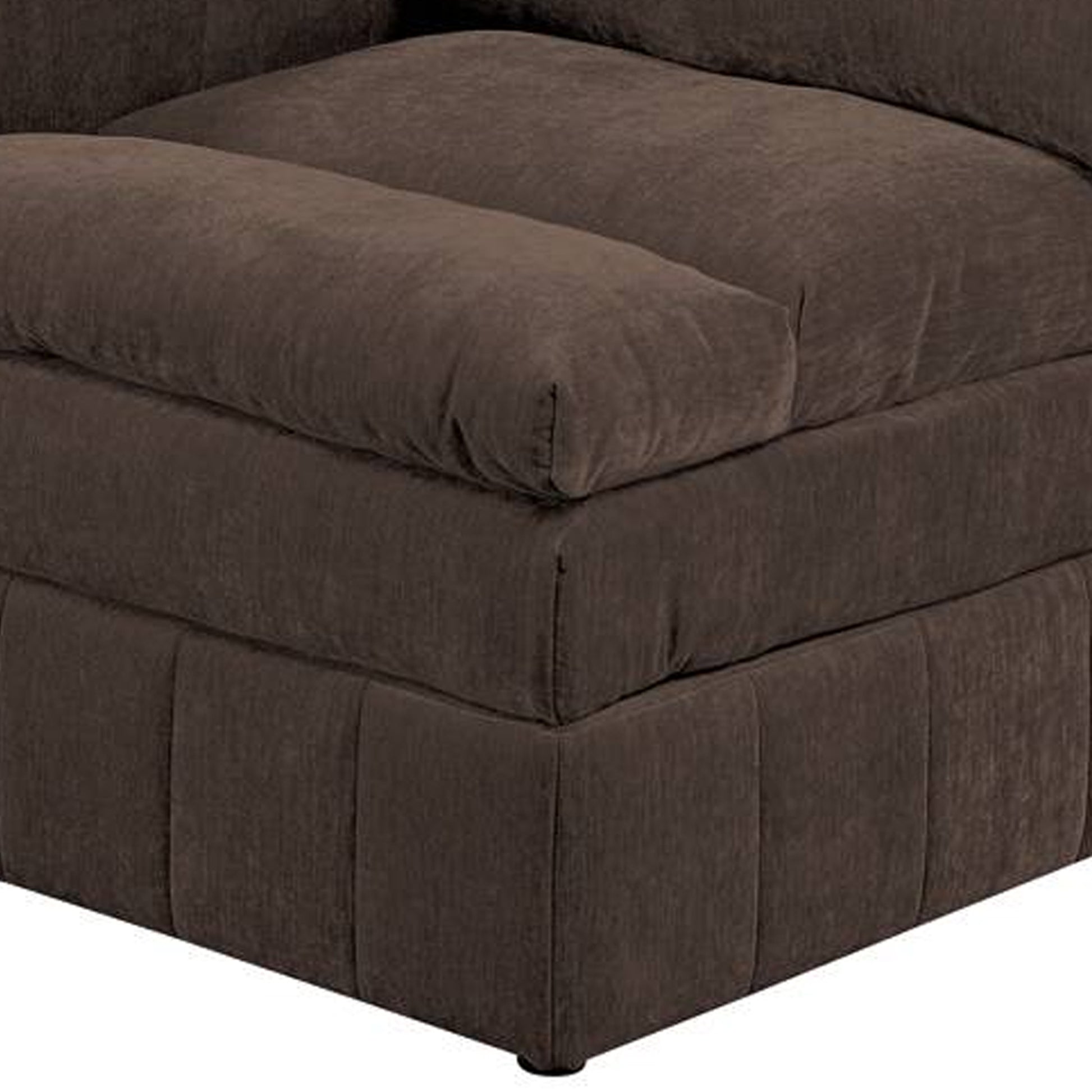 Luna 33 Inch Modular 1 Arm Corner Chair Triple Plush Cushion Seat Brown By Casagear Home BM284331