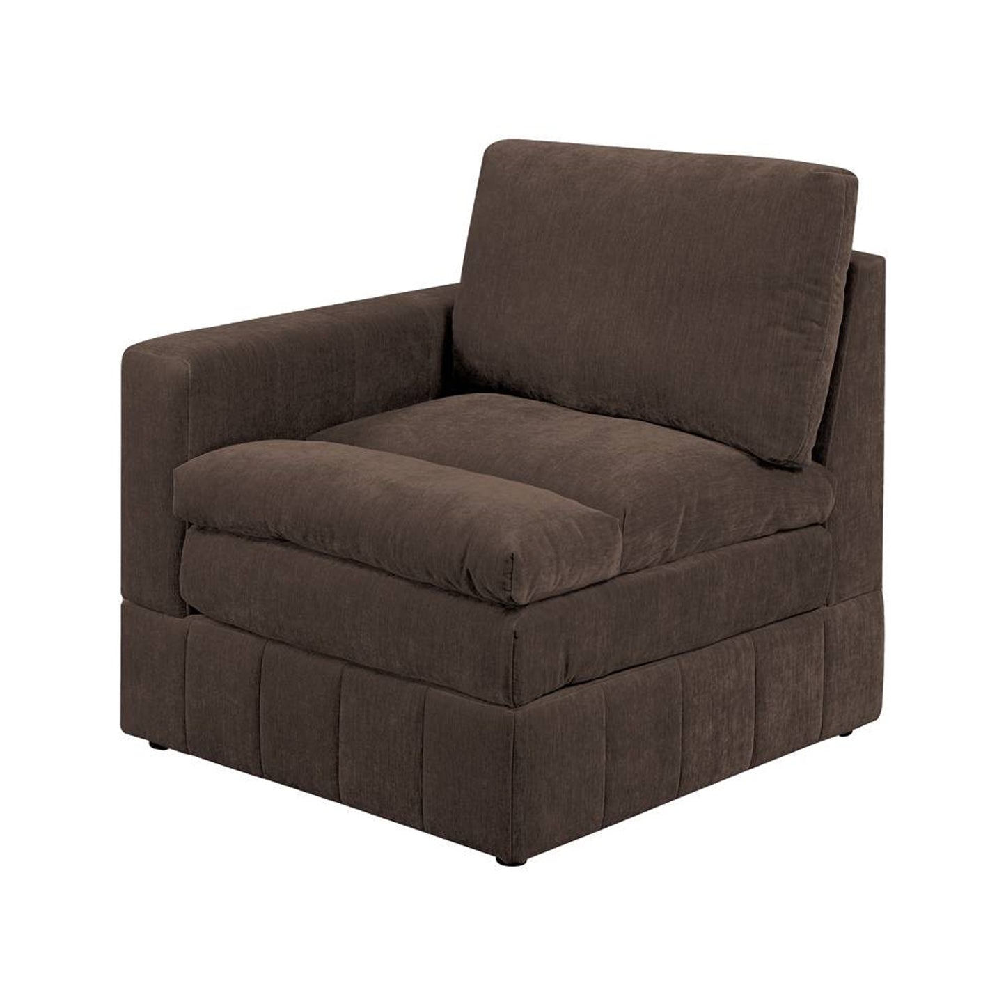 Luna 33 Inch Modular 1 Arm Corner Chair Triple Plush Cushion Seat Brown By Casagear Home BM284331