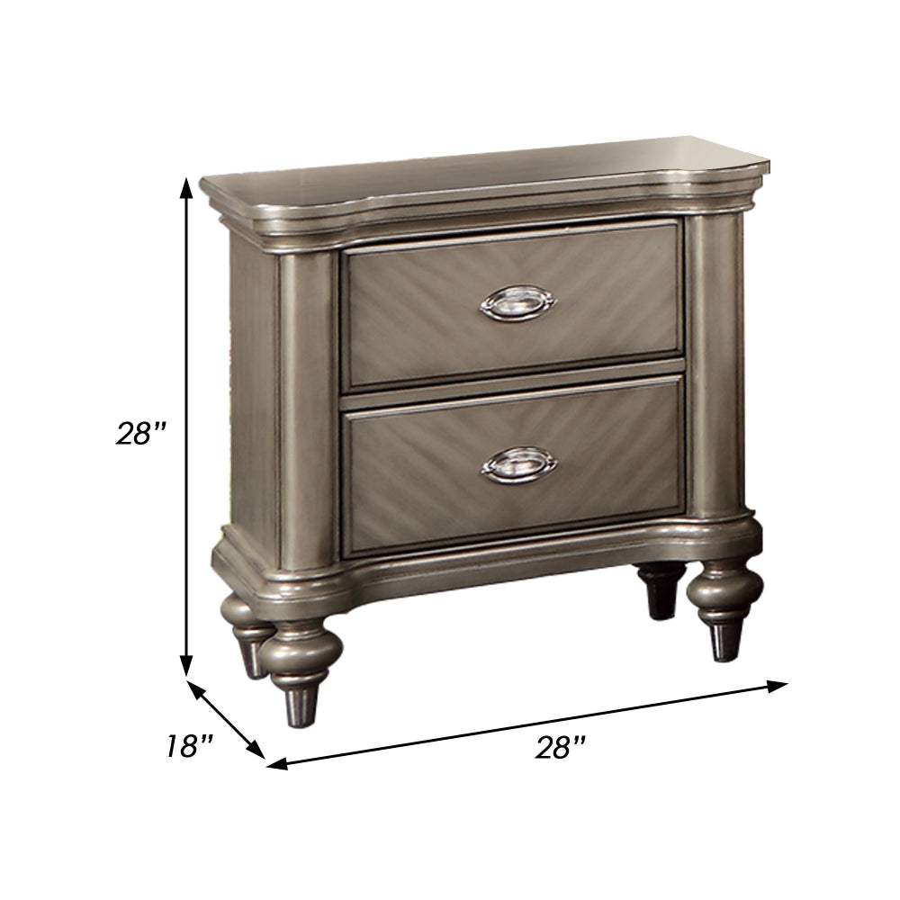 Ada 28 Inch Classic Rustic 2 Drawer Nightstand Chevron Design Brown By Casagear Home BM284353