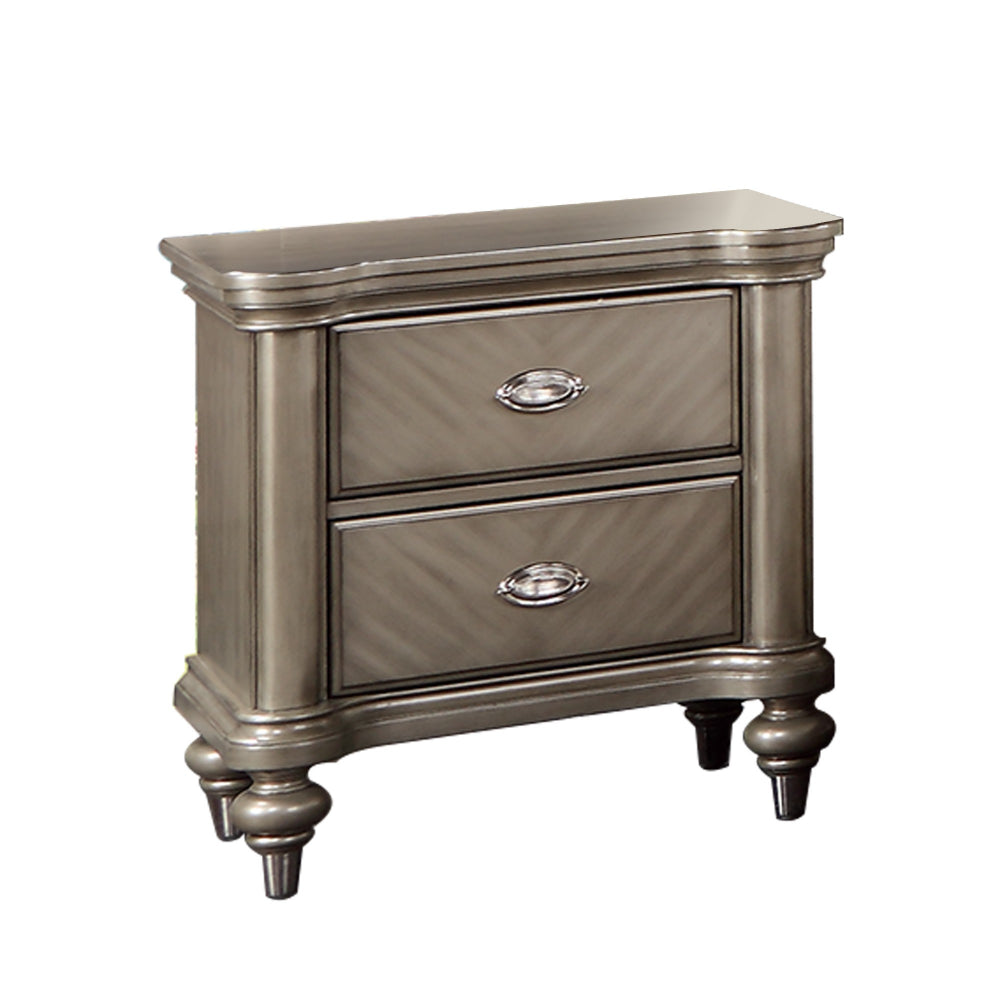 Ada 28 Inch Classic Rustic 2 Drawer Nightstand Chevron Design Brown By Casagear Home BM284353