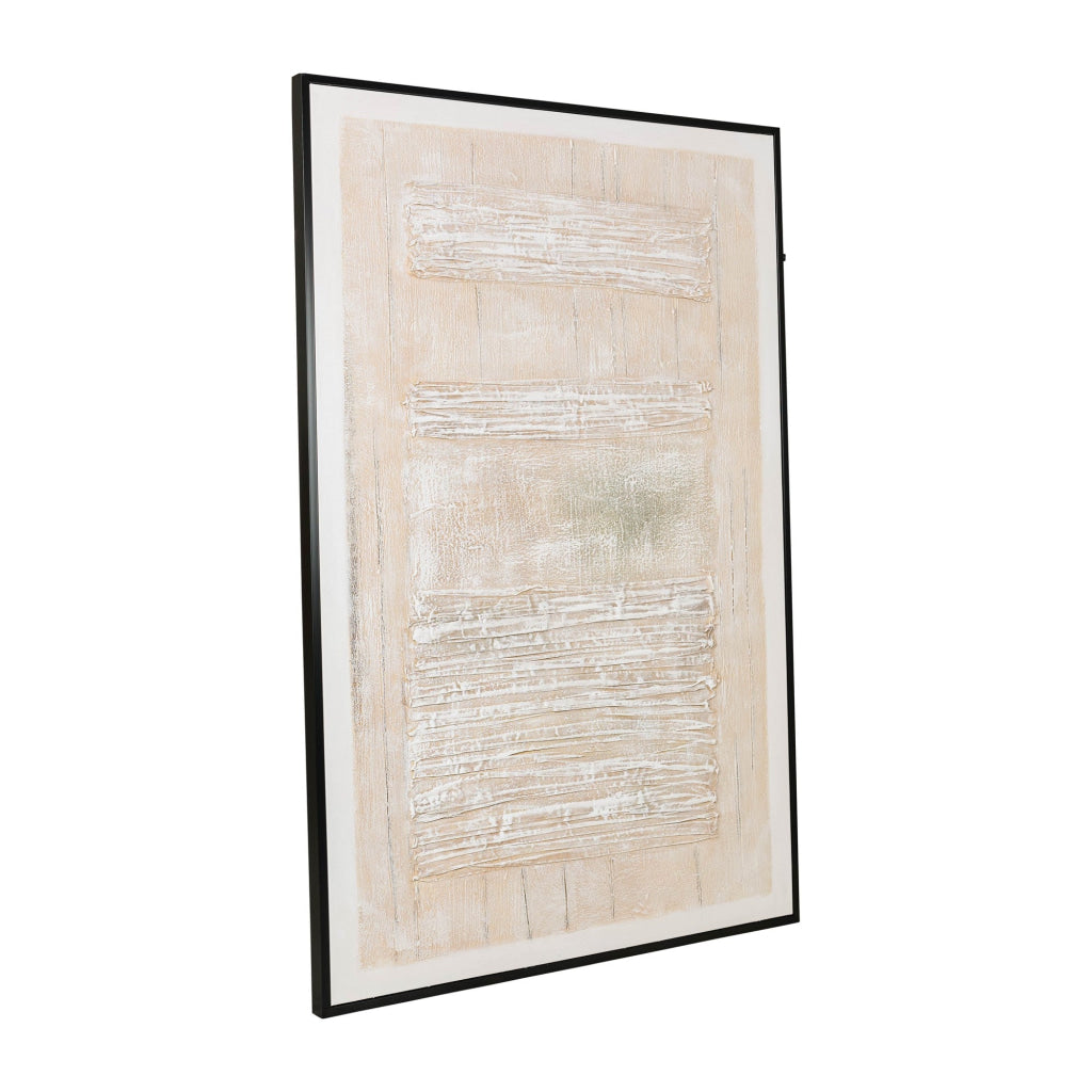 40 x 60 Hand Drawn Canvas Wall Art Polyester Textured Distressed Beige By Casagear Home BM284525