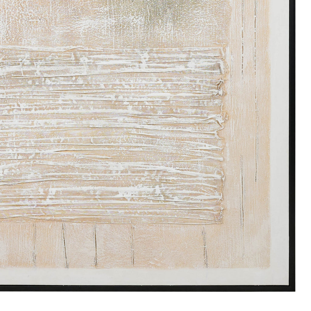 40 x 60 Hand Drawn Canvas Wall Art Polyester Textured Distressed Beige By Casagear Home BM284525