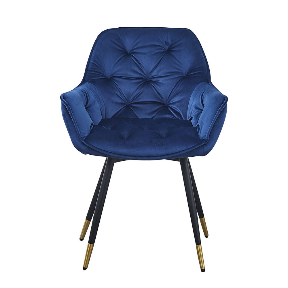 Alix 25 Inch Modern Dining Chair Button Tufted Set of 2 Blue Black By Casagear Home BM284696