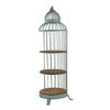 67 Inch 3 Tier Caged Iron Frame Display Shelf Finial Top Patina Blue By Casagear Home BM284734