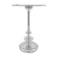 23 Inch Modern Aluminum Side Table Round Tabletop and Base Carved Silver By Casagear Home BM284759