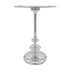 23 Inch Modern Aluminum Side Table Round Tabletop and Base Carved Silver By Casagear Home BM284759