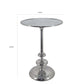 23 Inch Modern Aluminum Side Table Round Tabletop and Base Carved Silver By Casagear Home BM284759