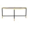 43 Inch Elongated Mirror Top Coffee Table Iron Frame Gold Finish Black By Casagear Home BM284761