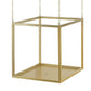 16 Inch Modern Iron Plant Stand, 4 Chains, Open Cube Design, Gold Finish By Casagear Home