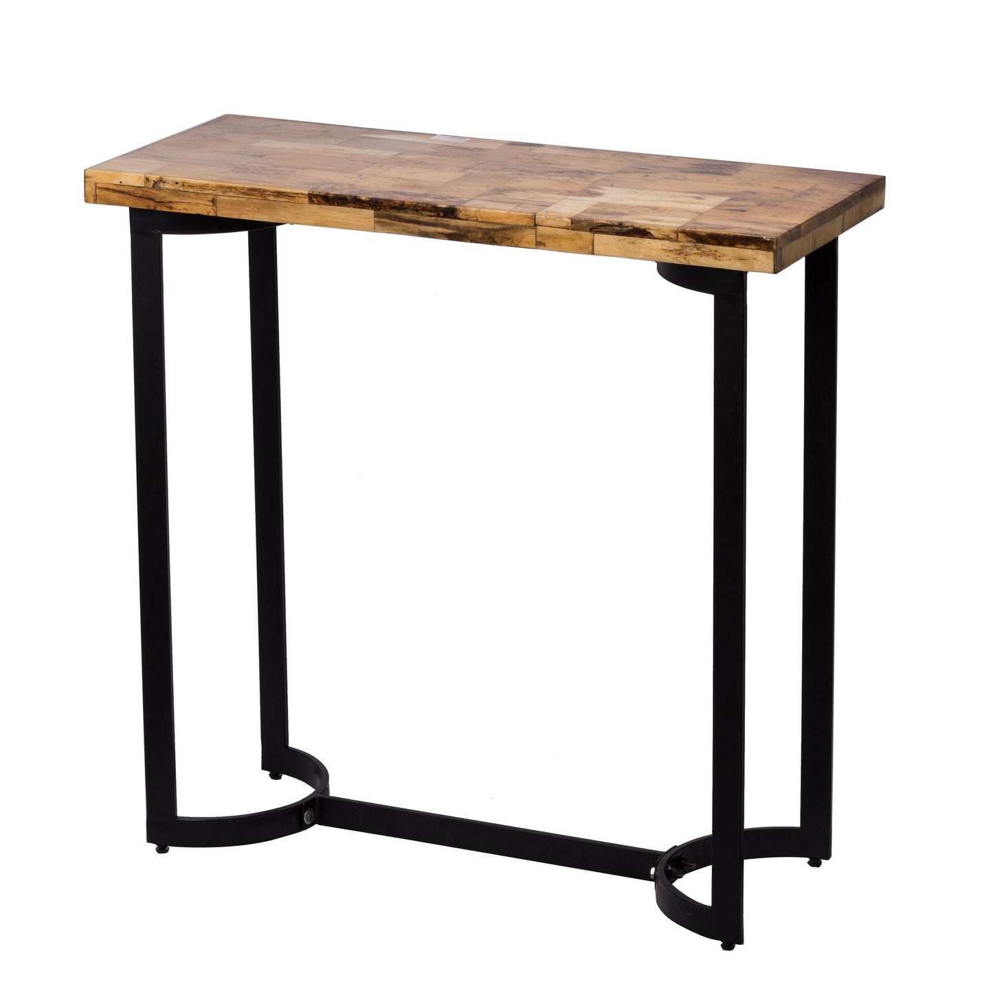 36 Inch Industrial Console Sofa Table Plank Wood Top Matte Black Frame By Casagear Home BM284775