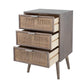 Cae 28 Inch Dresser Chest 3 Drawers Pine Wood Rattan Panels Dark Gray By Casagear Home BM284798