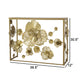 39 Inch Mirrored Top Console Table Elegant Floral Design Iron Matte Gold By Casagear Home BM284804