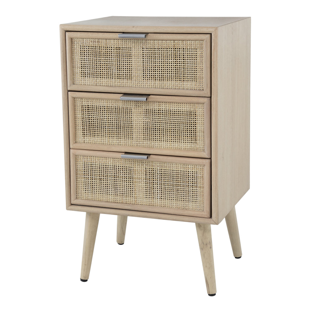 Cae 28 Inch Dresser Chest 3 Drawers Pine Wood Rattan Panels Brown By Casagear Home BM284812