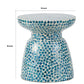 Ivy 16 Inch Round End Side Table Bamboo Platform Mosaic Blue White By Casagear Home BM284817