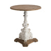 Prana 31 Inch Round Accent Table Expertly Carved Fir Wood Brown Antique White By Casagear Home BM284905