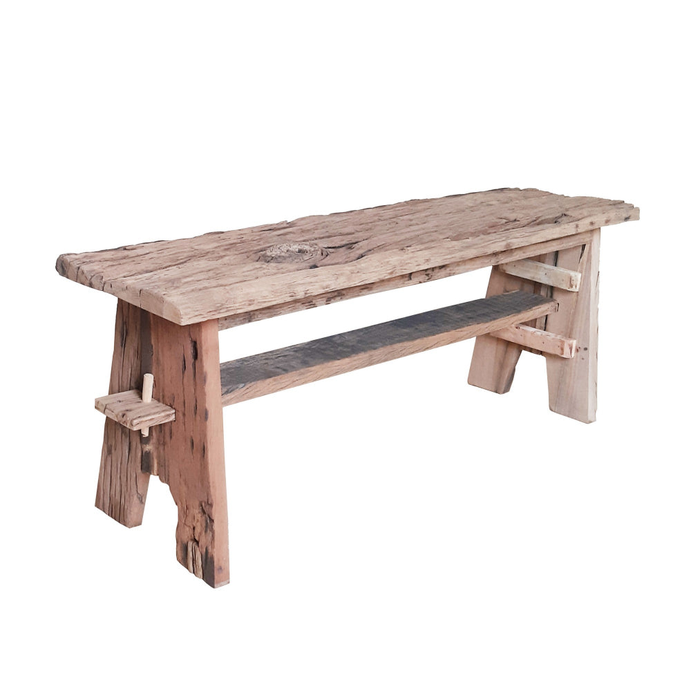 Ally 47 Inch Accent Dining Bench Farmhouse Wood Sawhorse Base Brown By Casagear Home BM284910