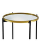 Ara 39 Inch Round 3 Tier Shelf Metal Mirrored Glass Shelves Black Gold By Casagear Home BM284919