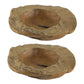 Set of 2 Decoratie Teak Wood Table Bowls, Brown, Natural Edge, Brown Finish By Casagear Home