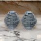 Rae Set of 2 Glass Vases Geometric Round Smokey Blue and Clear Finish By Casagear Home BM284990