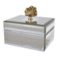 Eve 6 Inch Decorative Accessory Box, Elegant, Mirrored, Stone Accent Chrome By Casagear Home