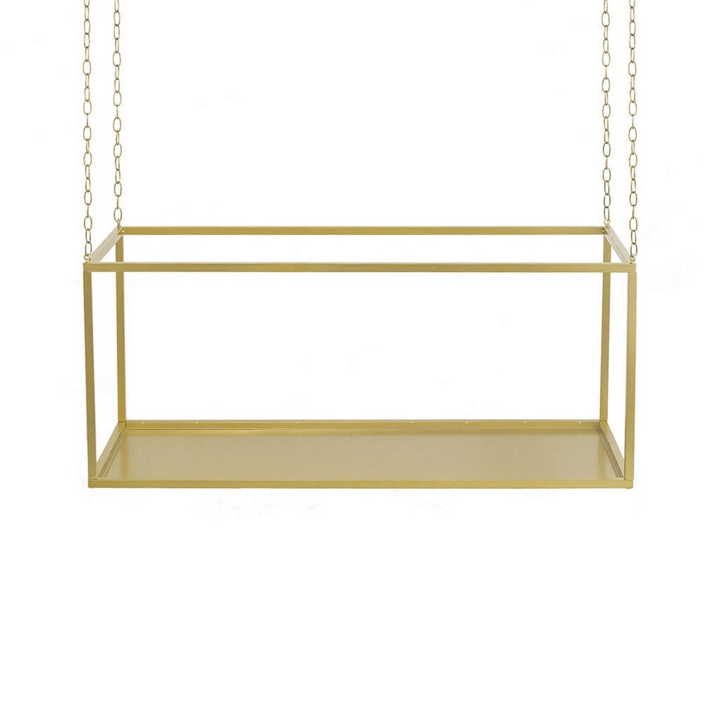 55 Inch Hanging Plant Stand Modern Industrial Iron Frame with Chains Gold By Casagear Home BM285027