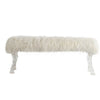 49 Inch Modern Accent Bench Faux Fur Upholstered Hooved Legs All White By Casagear Home BM285031