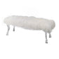 49 Inch Modern Accent Bench, Faux Fur Upholstered, Hooved Legs, All White By Casagear Home