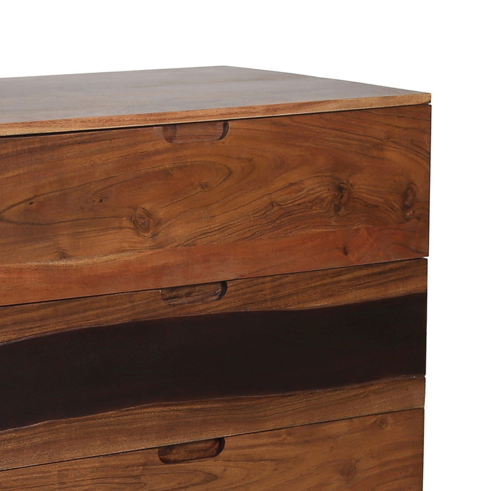 Hedy 59 Inch Long Dresser Acacia Wood 6 Spacious Drawers Brown Finish By Casagear Home BM285077