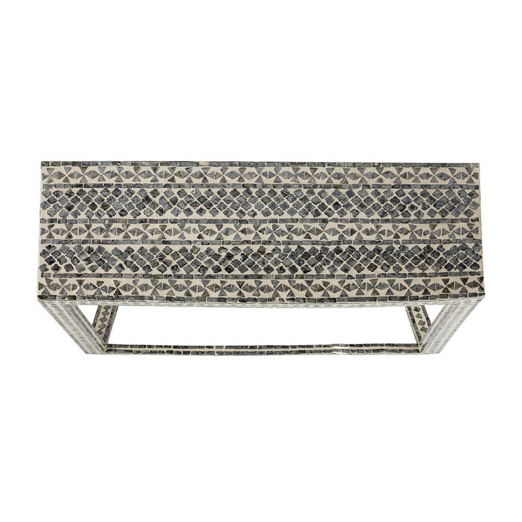 36 Inch Accent Console Table Capiz Shell Inlay Rectangular Gray By Casagear Home BM285102