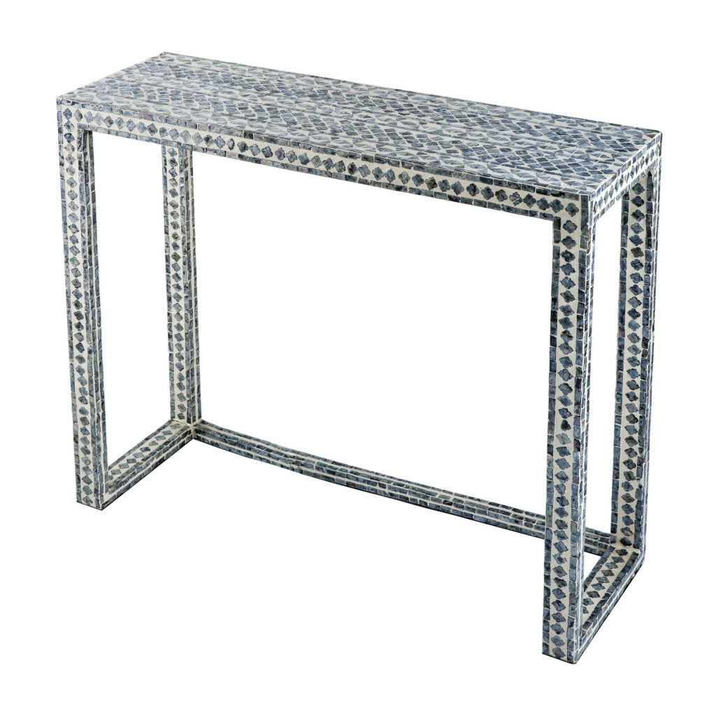 36 Inch Accent Console Table Capiz Shell Inlay Rectangular Gray By Casagear Home BM285102